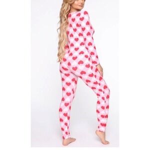 Pink Heart Print Onesie Pajamas Size Medium NWT Women